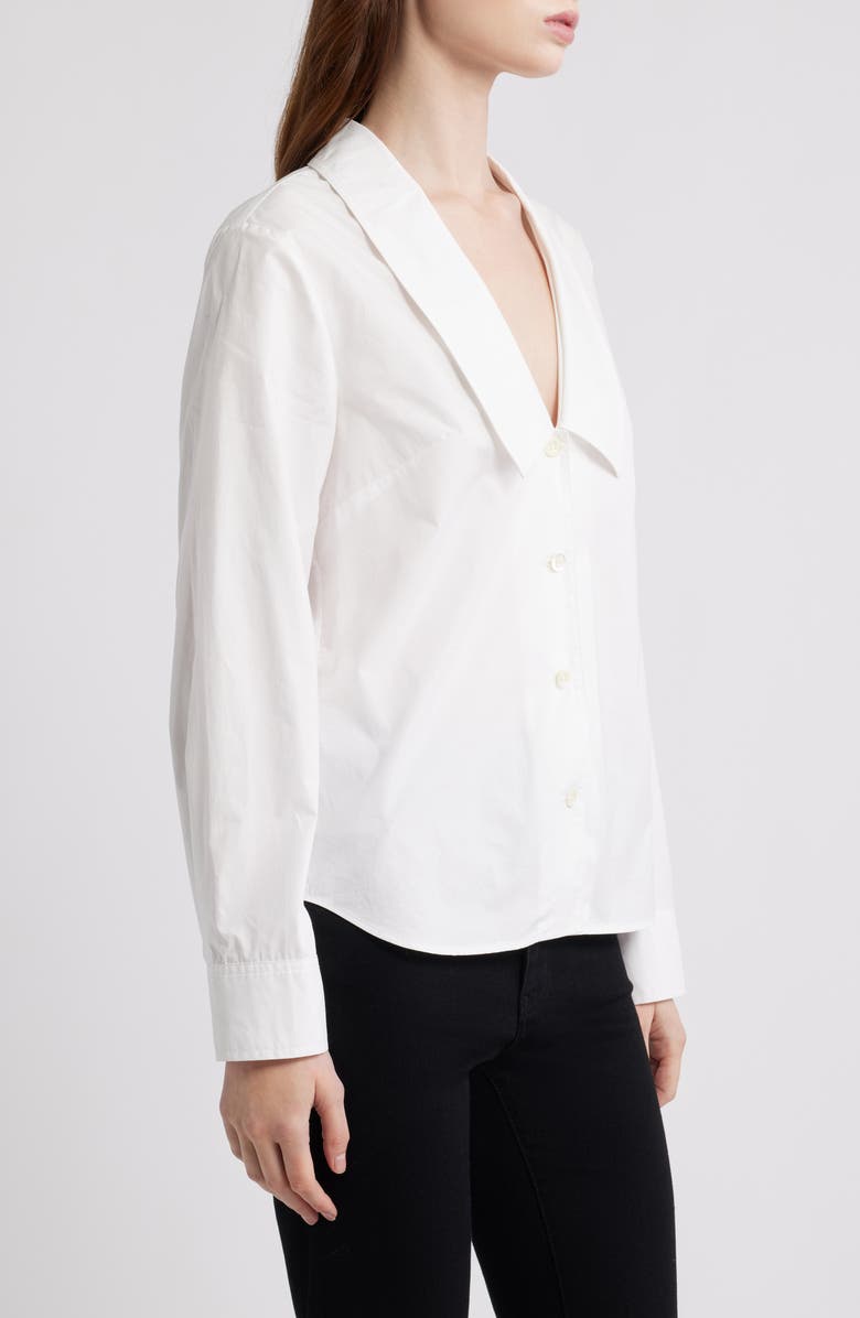 FRAME The Low Collar Cotton Poplin Button-Up Shirt, Alternate, color, White