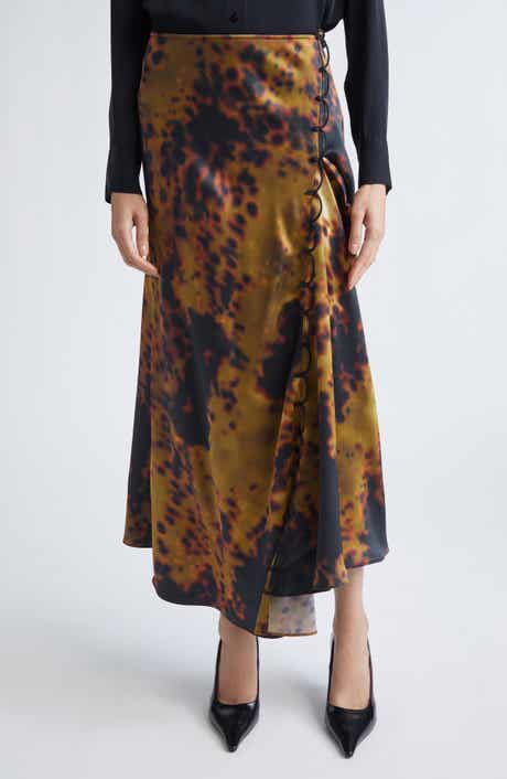 Victoria Beckham Rouleau Detail Satin Midi Skirt