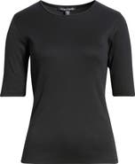 Eileen Fisher Organic Cotton Crewneck Elbow Sleeve Top