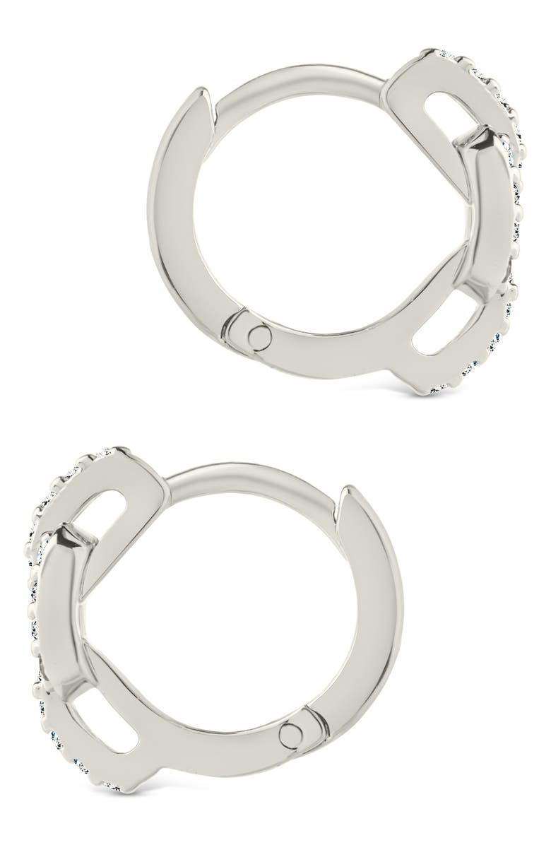 Sterling Forever Deborah Cubic Zirconia Buckle Huggie Hoop Earrings, Alternate, color, Silver