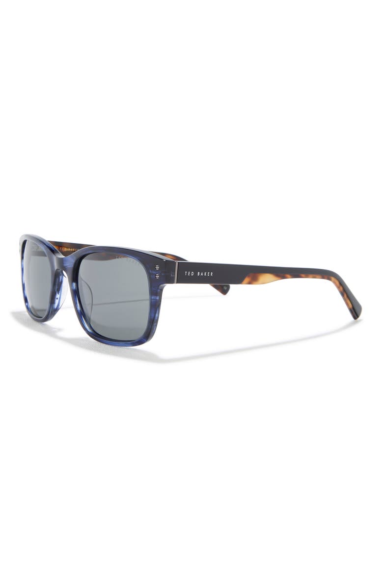 56mm Polarized Rectangular Sunglasses, Alternate, color, BLUE