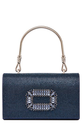 Lady Couture Elegant Rhinestone Satin Evening Bag In Navy