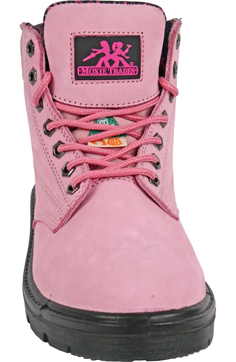 Moxie Trades Moxie Alice 6" Pink Steel Toe Work Boot, Alternate, color, Pink