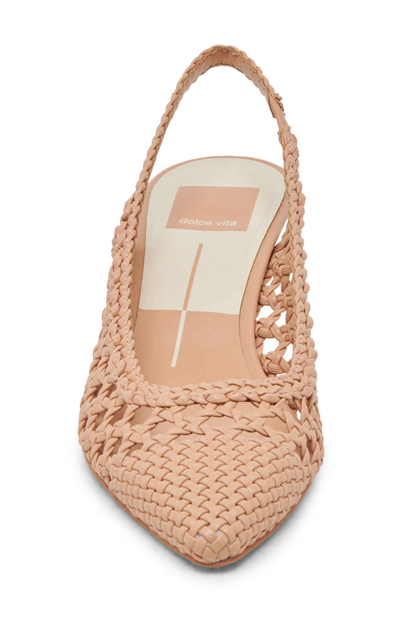 Olympa Pointed Toe Slingback Pump, Alternate, color, CAFE WOVEN STELLA