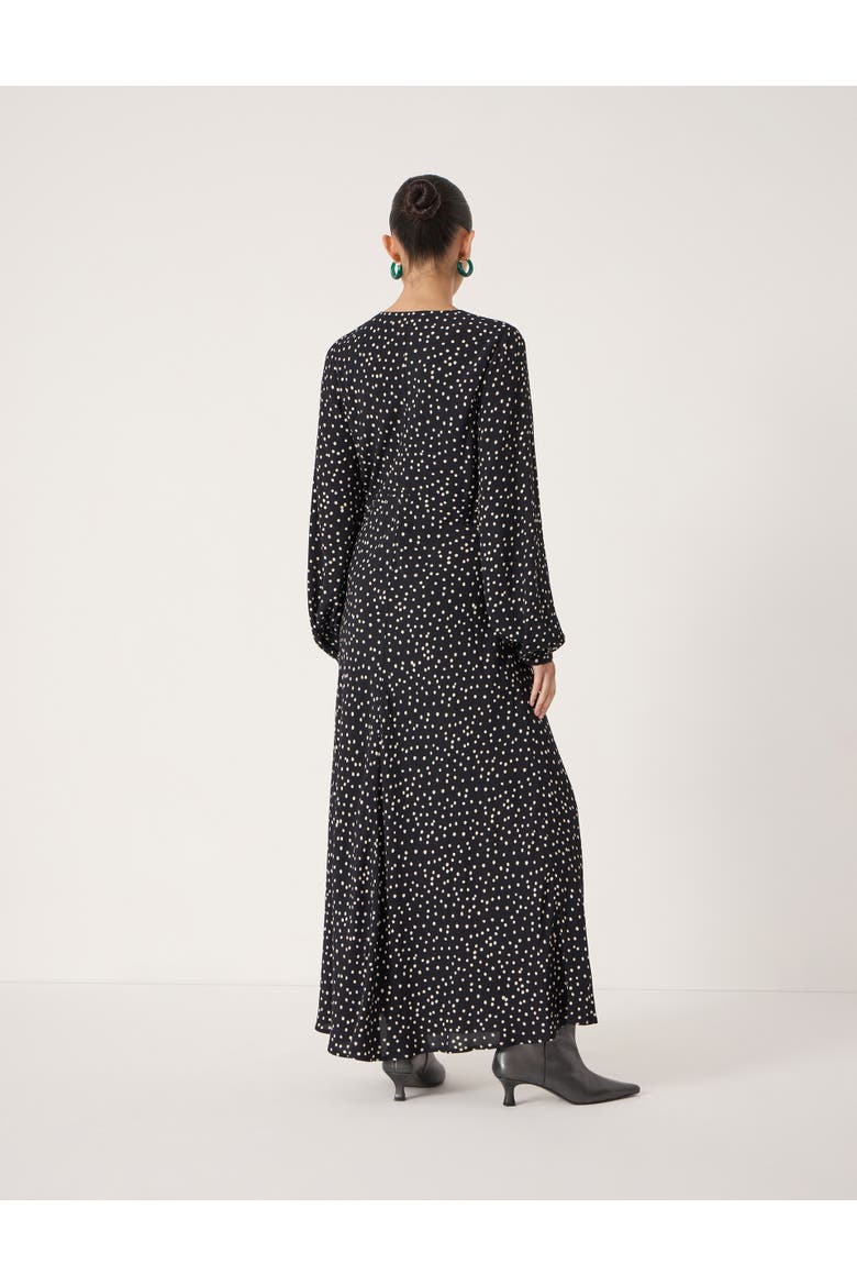 Grace V-Neck Long Sleeve Crepe Dress, Alternate, color, Tiny Polka Dot Black