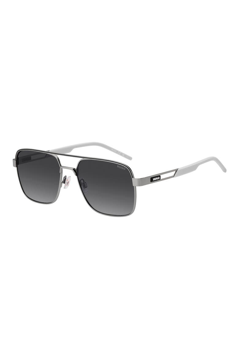 57mm Square Sunglasses, Alternate, color, MATTE RUTHENIUM/ DARK GREY SF