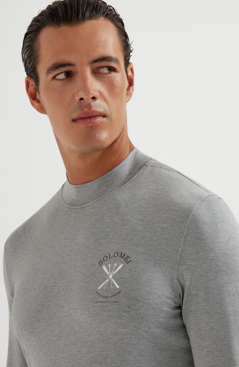 Brunello Cucinelli T-shirt with embroidery, Alternate, color, Medium Grey