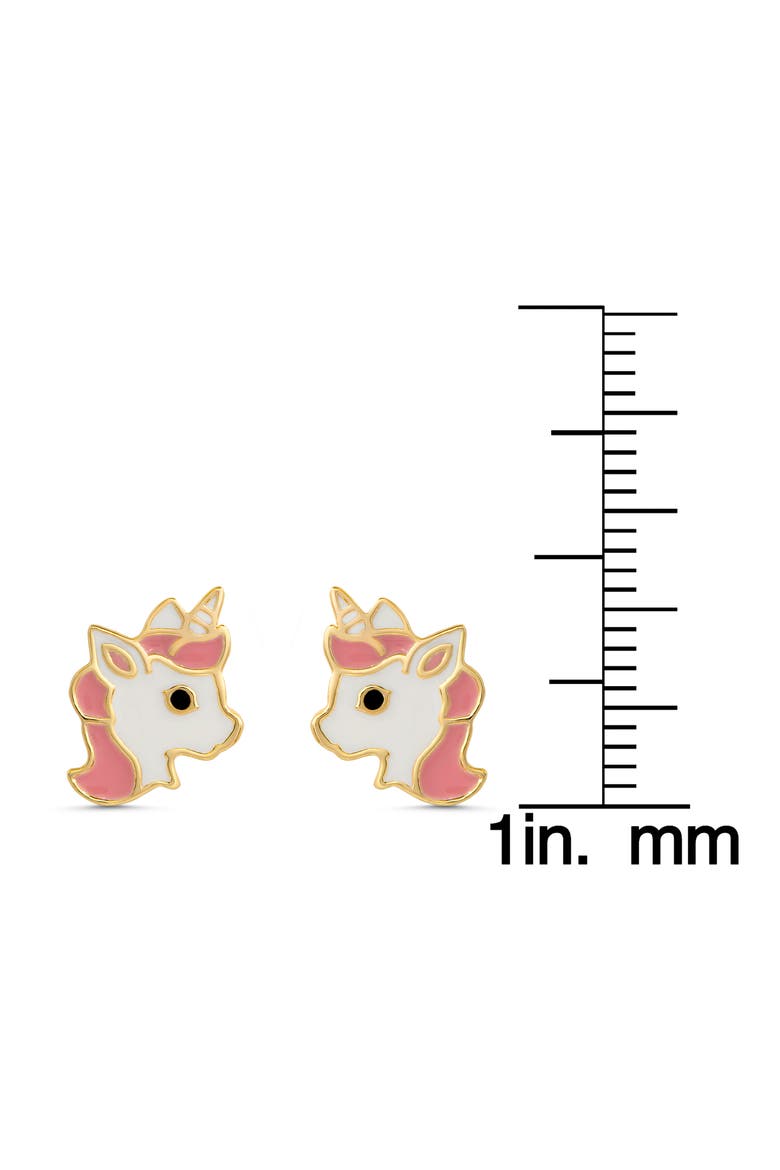 Unicorn Stud Earrings, Alternate, color, GOLD