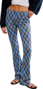 Free People Chloe Plaid Flare Leg Knit Pants