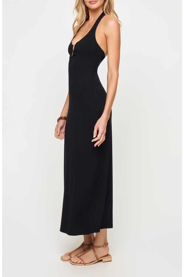 La Femme Cover-Up Halter Maxi Dress, Alternate, color, BLACK