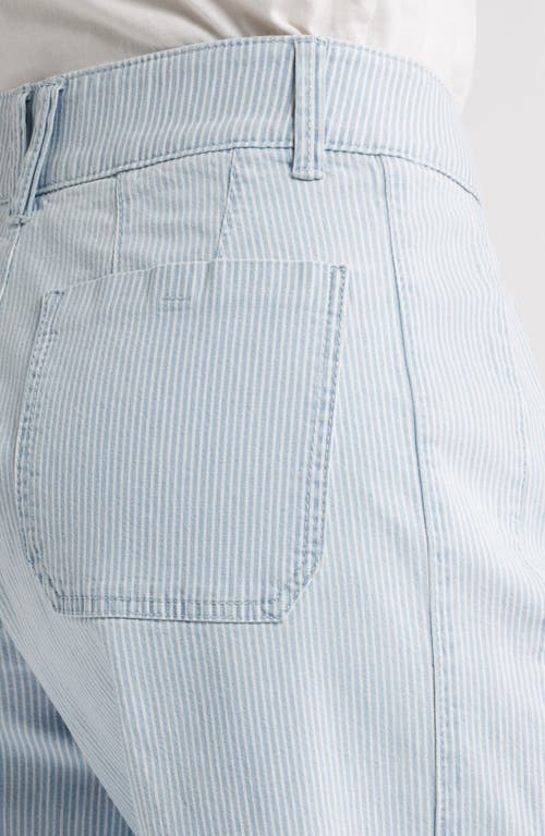 Wit & Wisdom Emma Stripe Patch Pocket High Waist Wide Leg Jeans In Powder Blue