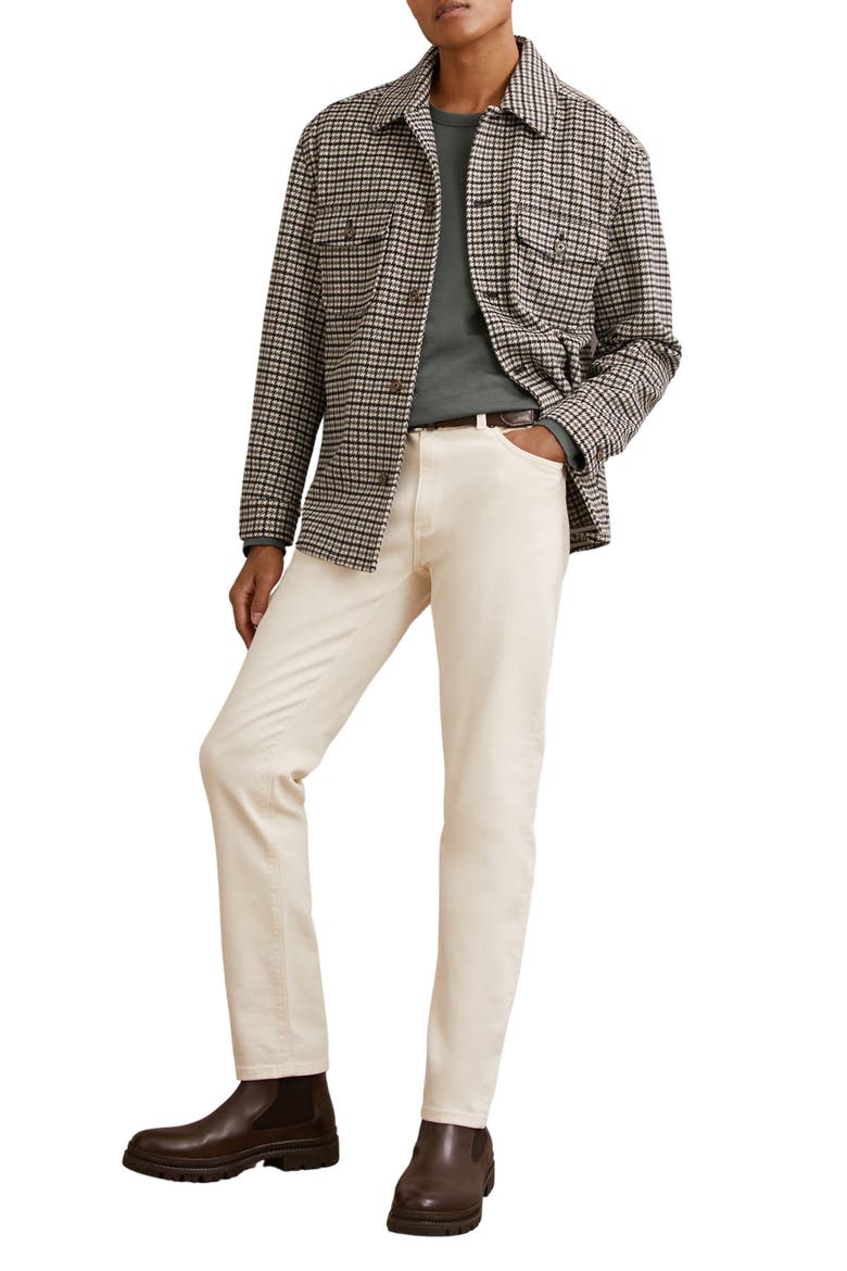 Liam Houndstooth Wool Blend Overshirt, Alternate, color, GREY