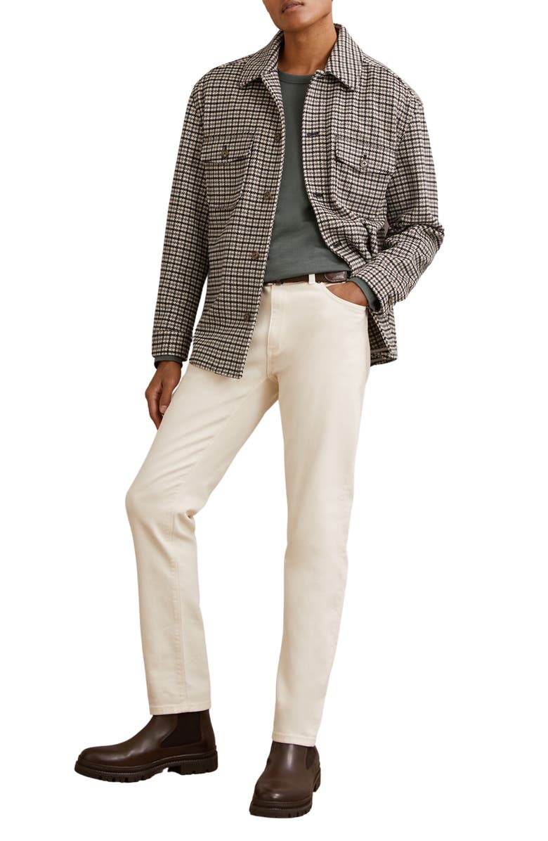 Reiss Liam Houndstooth Wool Blend Overshirt, Alternate, color, Grey