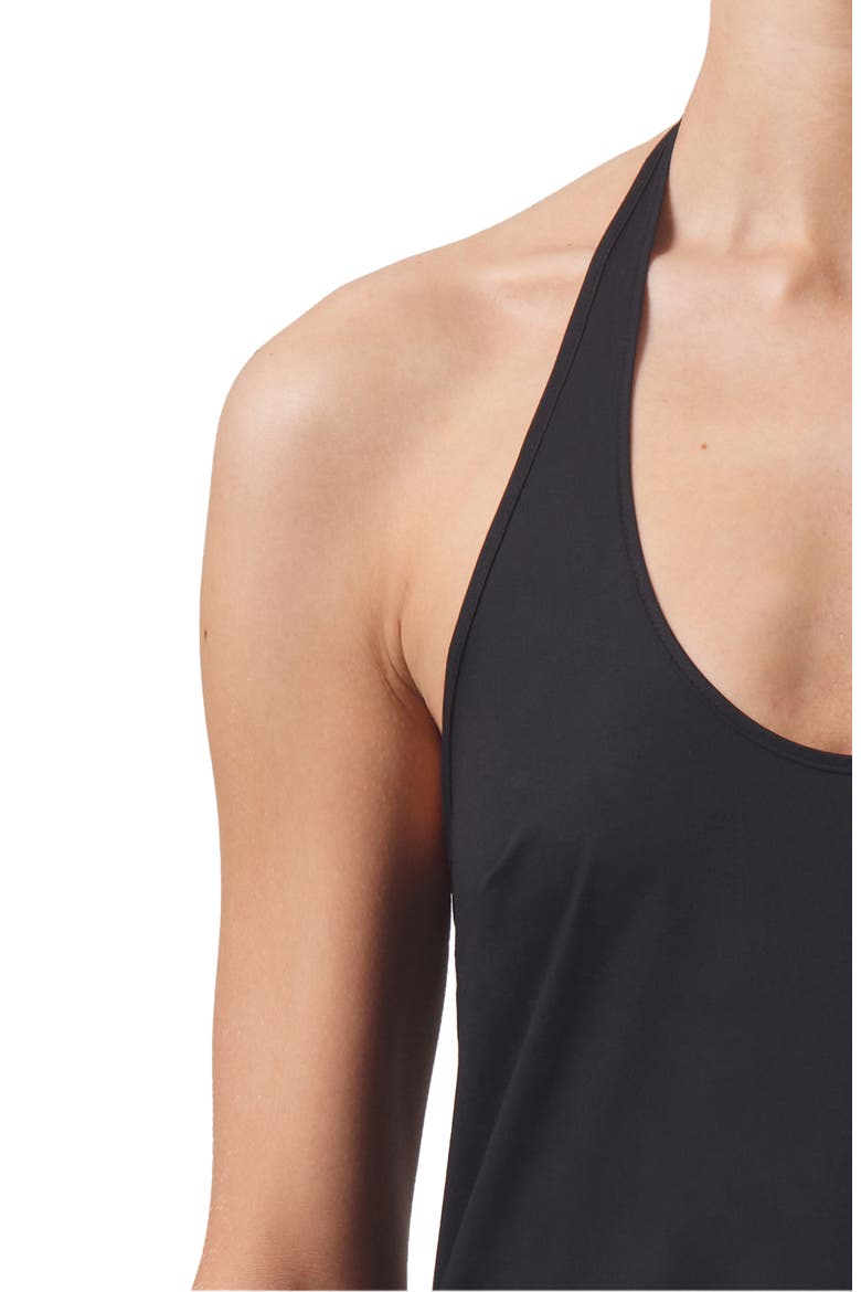Poppi Handkerchief Hem Cotton Halter Dress, Alternate, color, BLACK