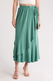 GO COUTURE Wrap Midi Skirt