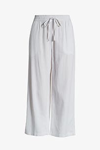 Linen pants with a drawstring waist. 
