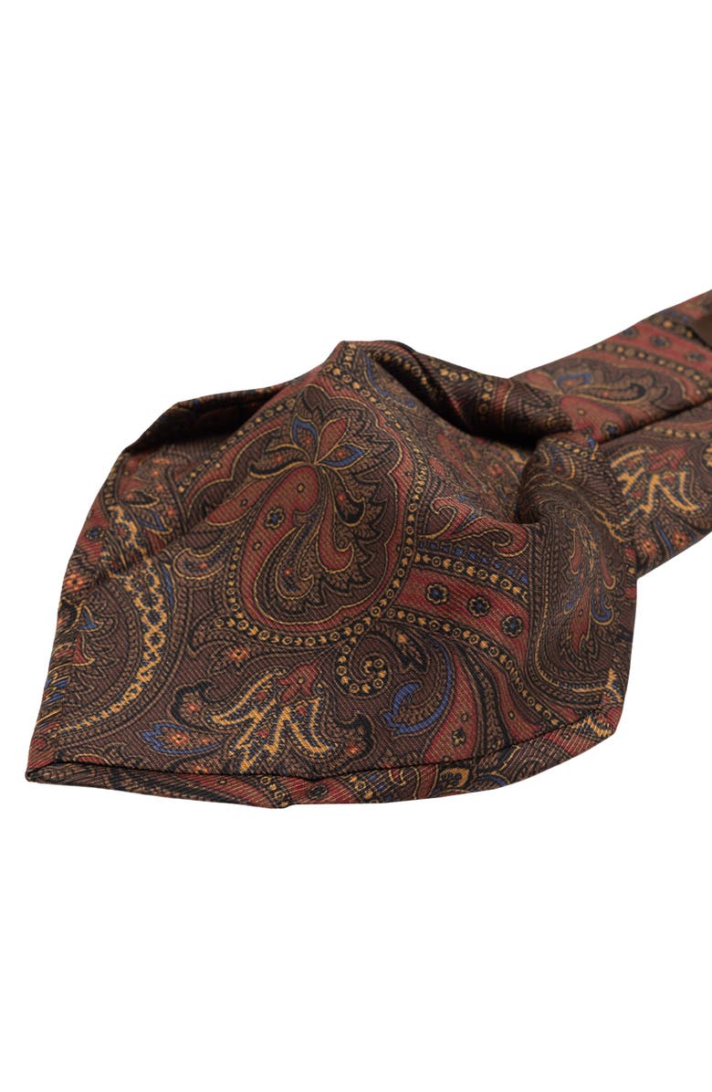 Elizabetta Marsala - Extra Long Printed Madder Silk Tie for Men, Alternate, color, Brown