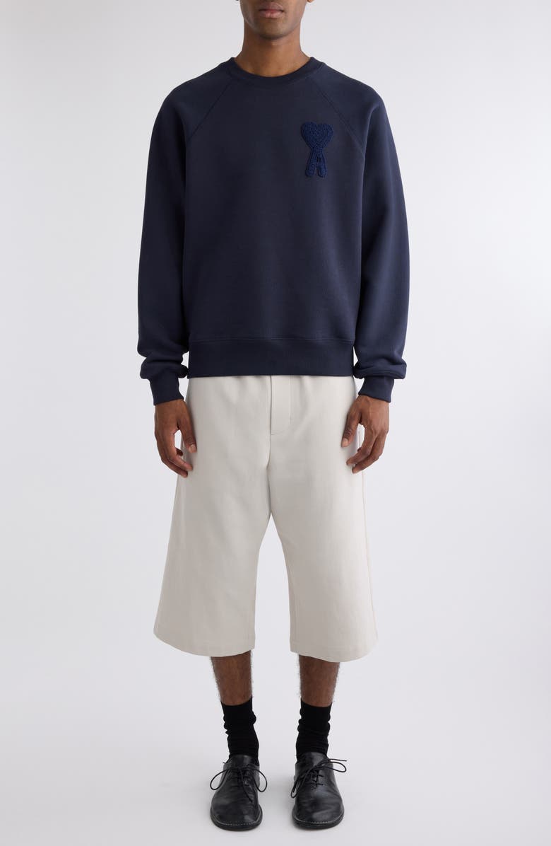 AMI PARIS Ami de Coeur Monogram Patch Sweatshirt, Alternate, color, 