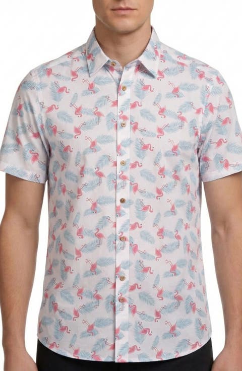 Short Sleeve Stretch Button-Up Shirt
