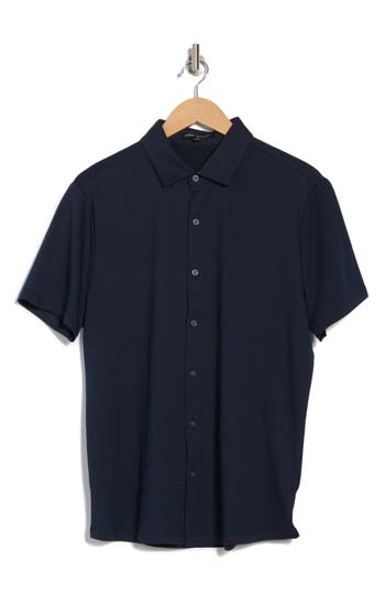 Robert Barakett Brody Short Sleeve Stretch Cotton Button-up Shirt In Blue