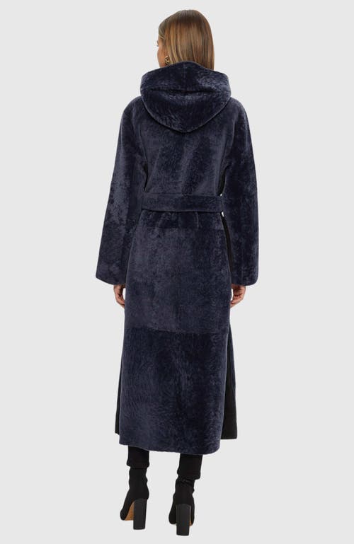 Gorski Reversible Textured Shearling Lamb Coat In Blue