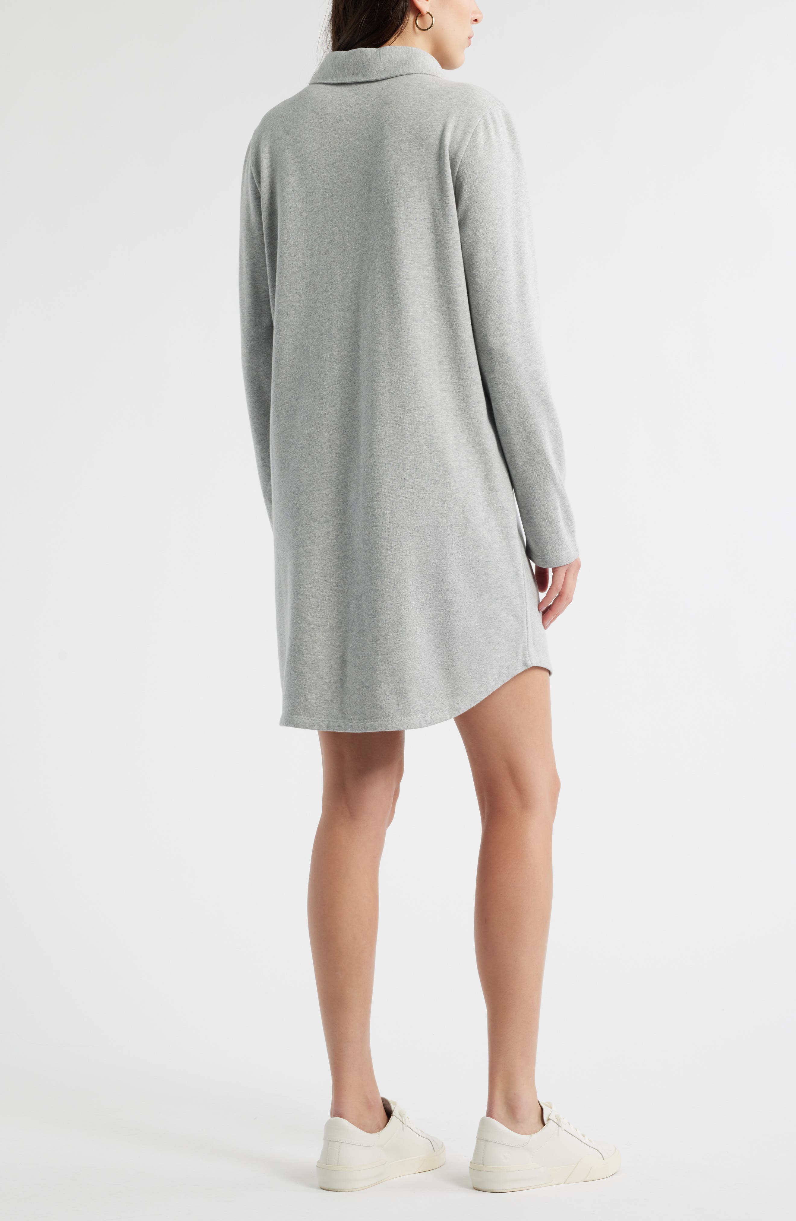 Long Sleeve French Terry Polo Dress - image 2