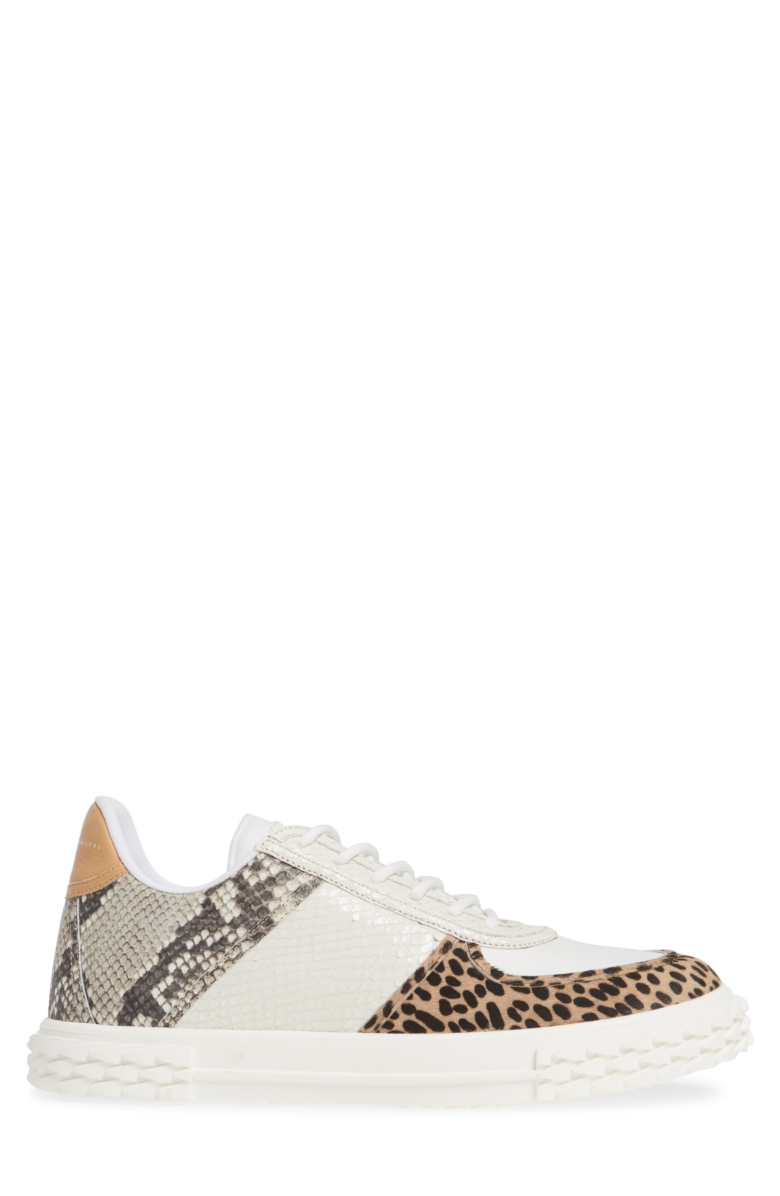 Giuseppe Zanotti Blabber Genuine Calf Hair Snake Embossed Sneaker, Alternate, color, 