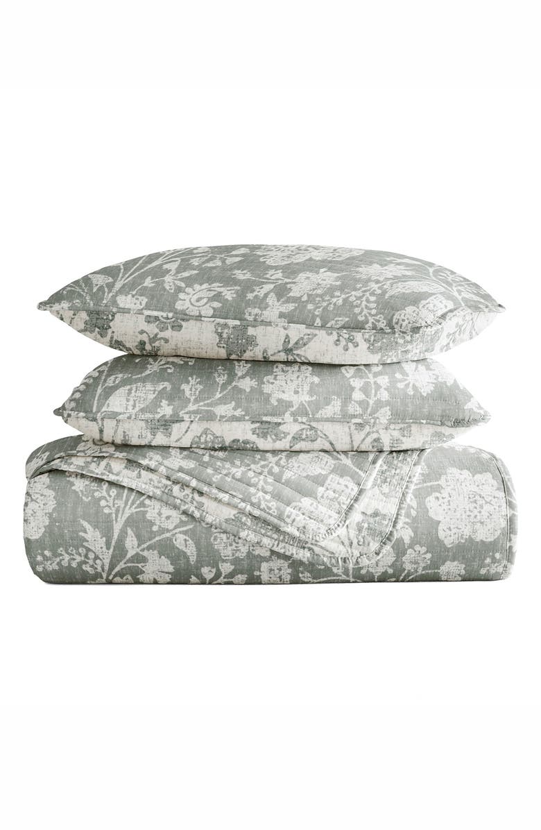 HOMESPUN Pattern Reversible Quilt & Sham Set, Main, color, Floral Eucalyptus