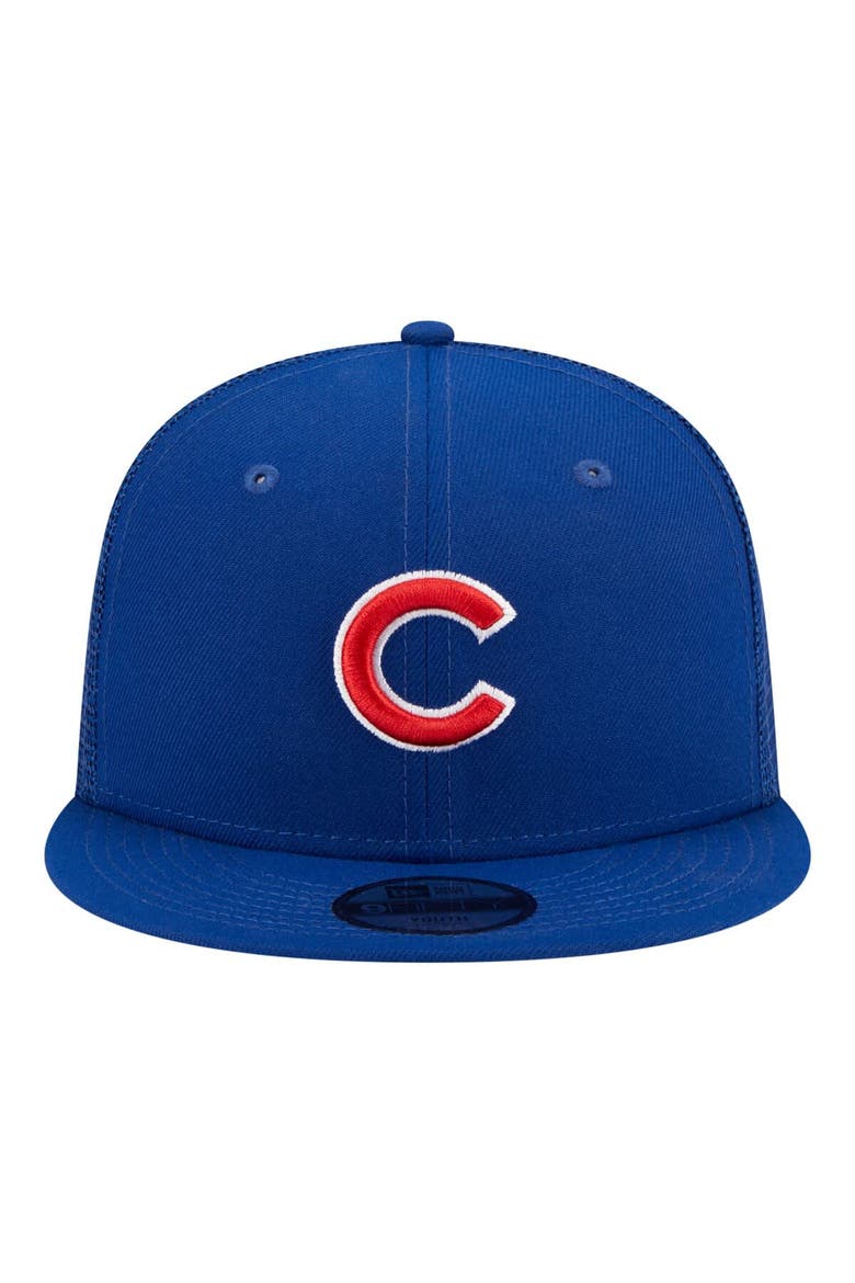 Youth New Era  Royal Chicago Cubs 9FIFTY Trucker Snapback Hat, Alternate, color, Royal