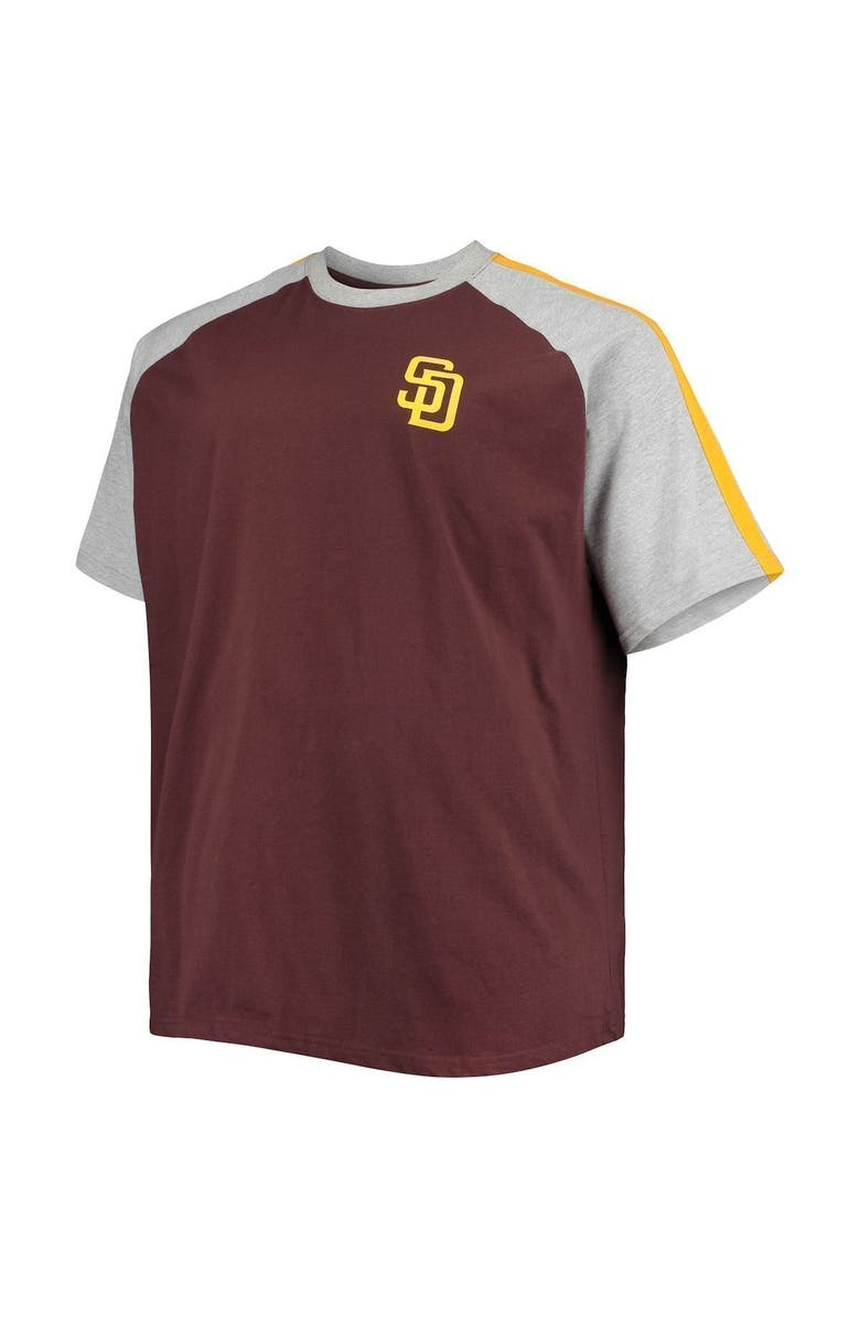 PROFILE Men's Brown/Heathered Gray San Diego Padres Big & Tall Circular Raglan T-Shirt, Alternate, color, 