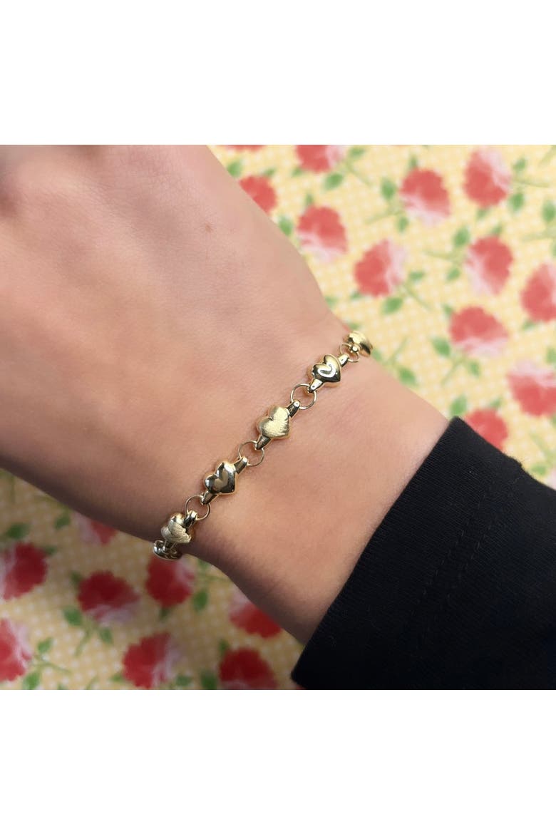 Gold Heart Round Link Bracelet, Alternate, color, Yellow Gold