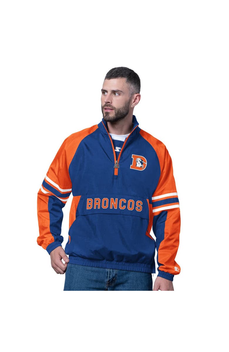 STARTER Men's Starter Royal Denver Broncos Vintage Logo Prospect Half-Zip Pullover, Main, color, Royal