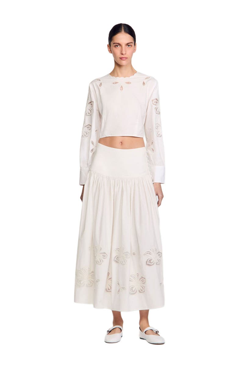 SANDRO Long poplin skirt, Alternate, color, 