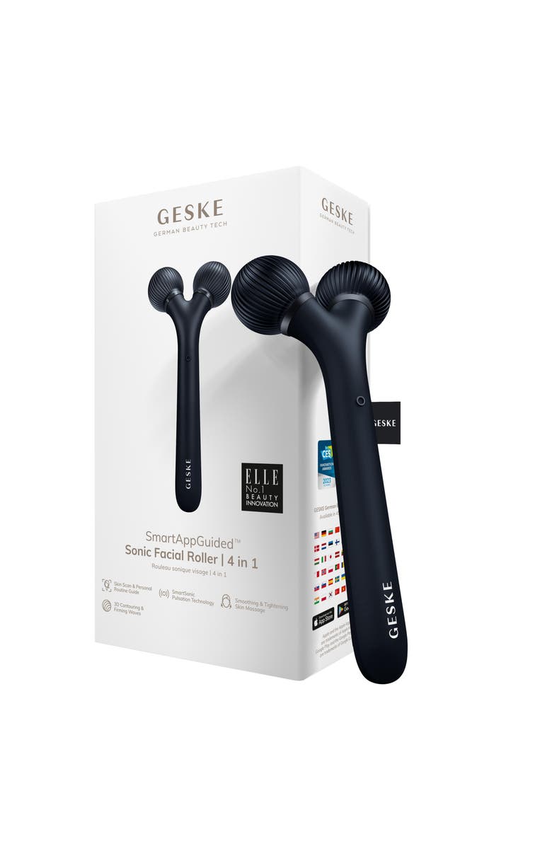 GESKE SmartAppGuided Sonic Facial Roller | 4 in 1, Main, color, Black