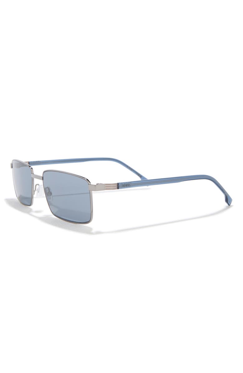 BOSS 57mm Rectangular Sunglasses, Alternate, color, Ruthenium Blue