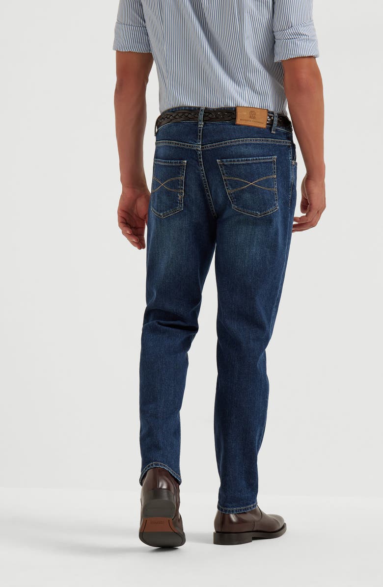 Brunello Cucinelli Traditional fit five-pocket trousers, Alternate, color, Dark Denim