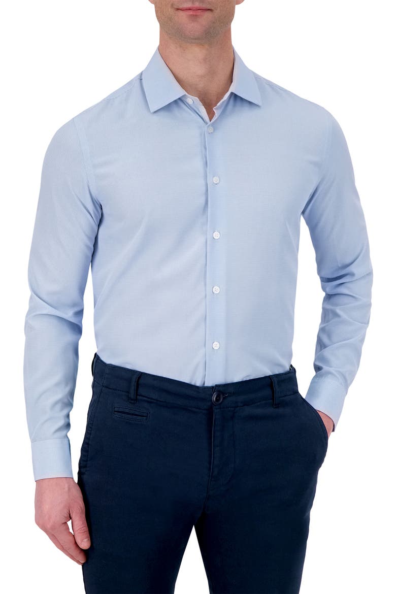 Slim Fit Check Print Performance Dress Shirt, Main, color, 49 LIGHT BLUE