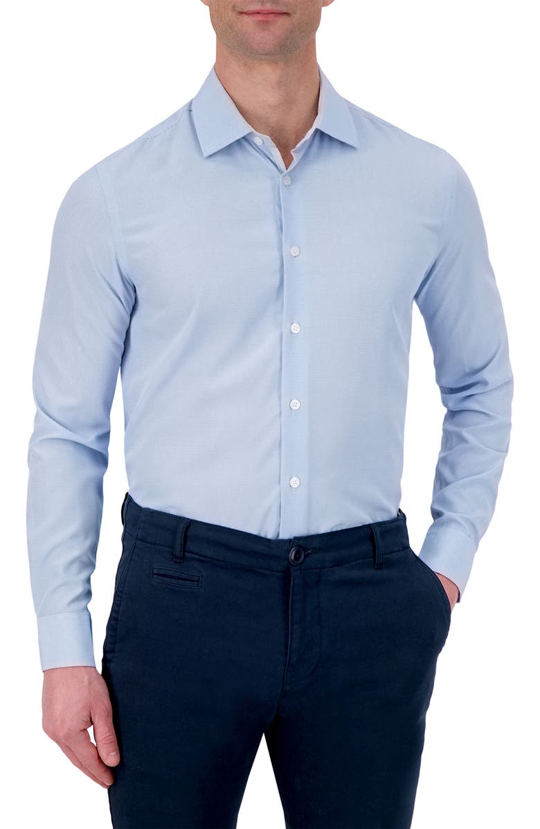 Report Collection Slim Fit Check Print Performance Dress Shirt, Main, color, 49 Light Blue