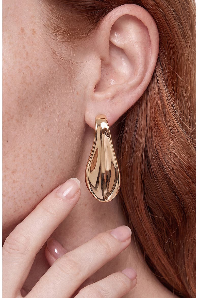 Polished Pebble Wave Drop Earrings, Alternate, color, GOLD