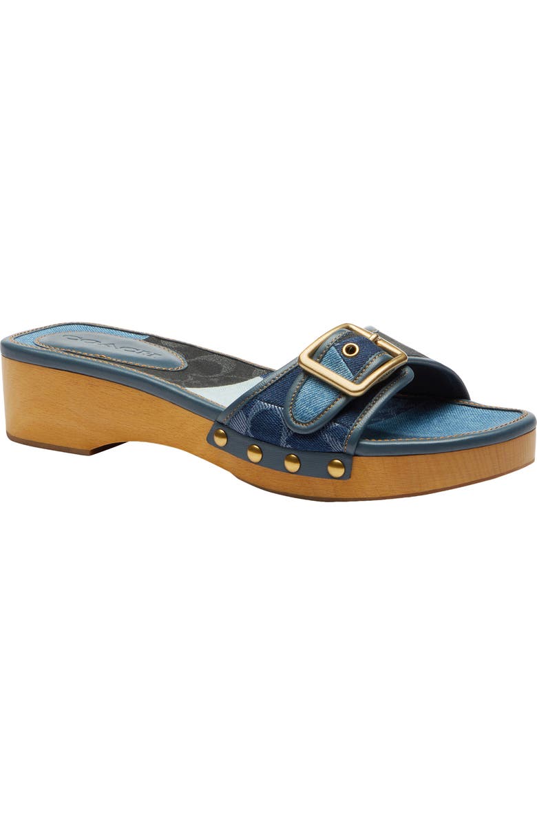 COACH Margot Denim Patchwork Slide Sandal, Main, color,