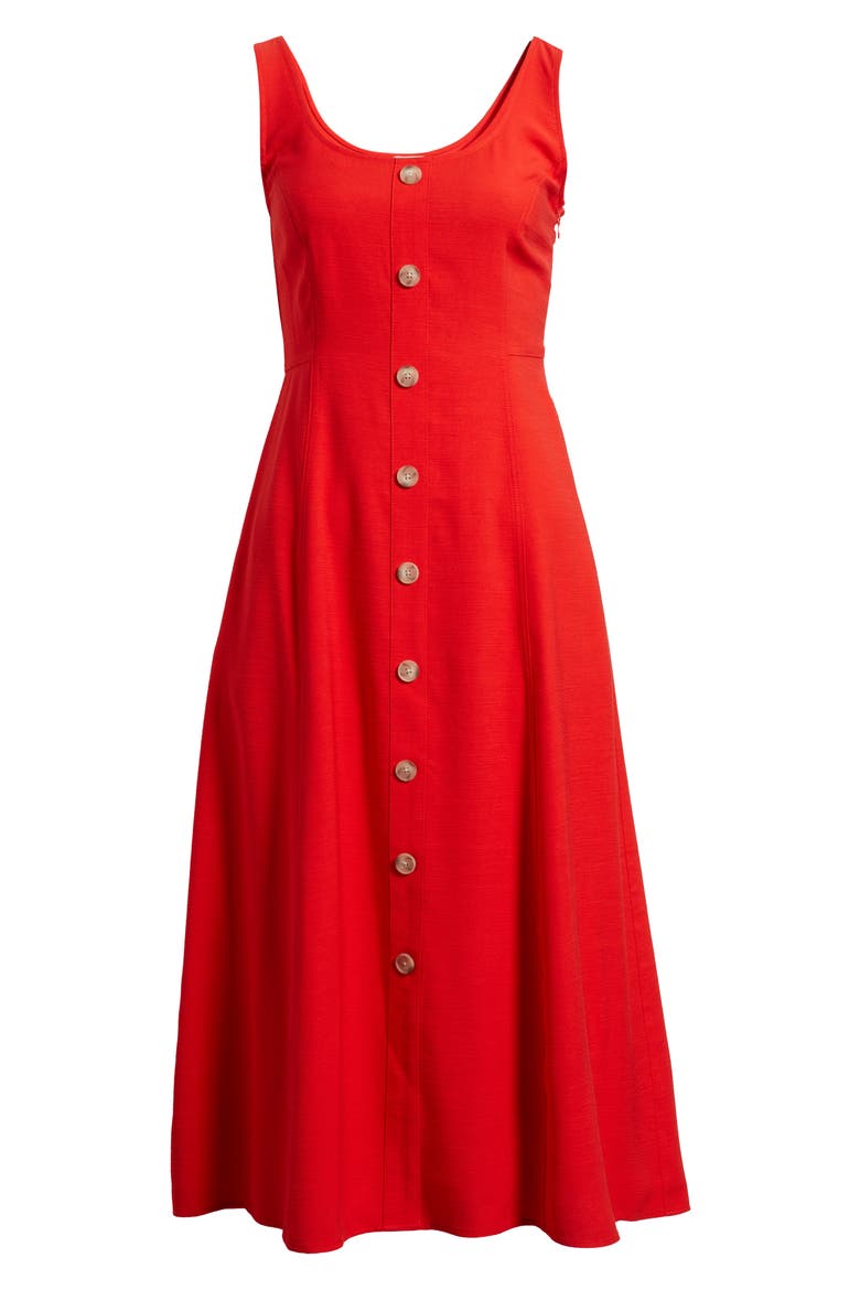 Button Detail Tank Midi Dress, Alternate, color, BEGONIA RED