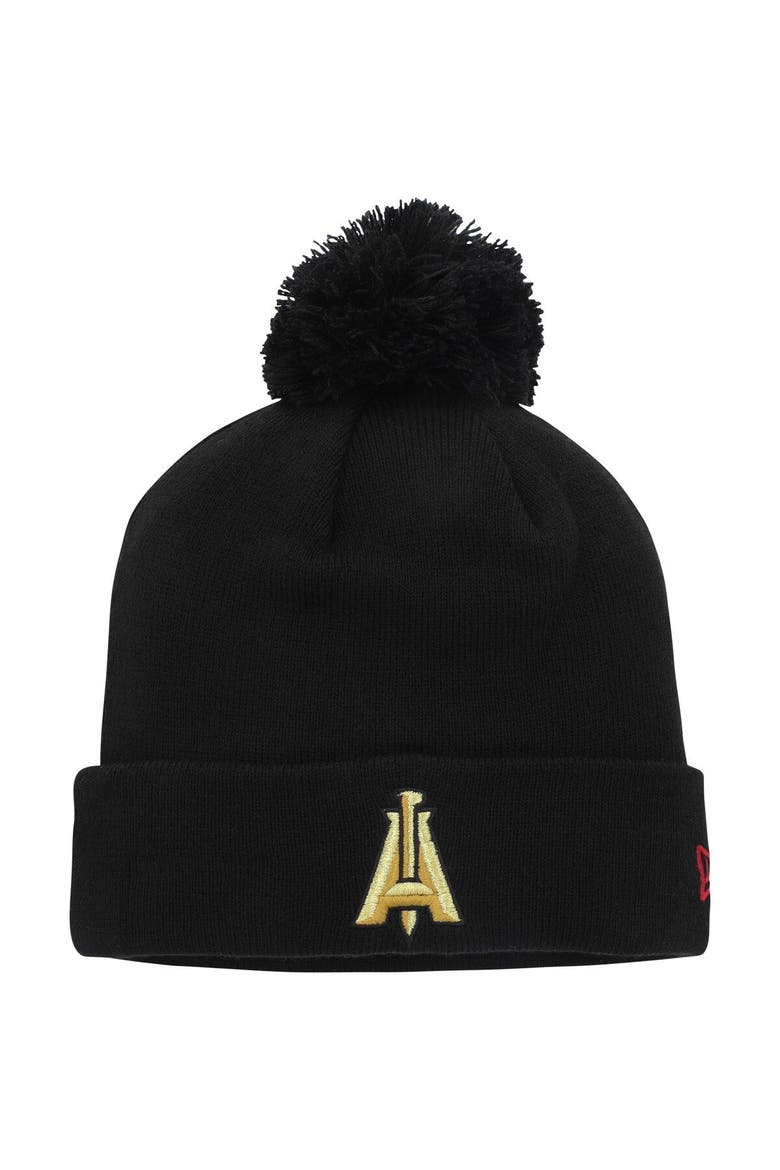 Men's New Era  Black Atlanta United FC Jersey Hook Cuffed Knit Hat with Pom, Main, color, Black