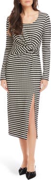 FIFTEEN TWENTY Tyler Side Twist Long Sleeve Midi Dress