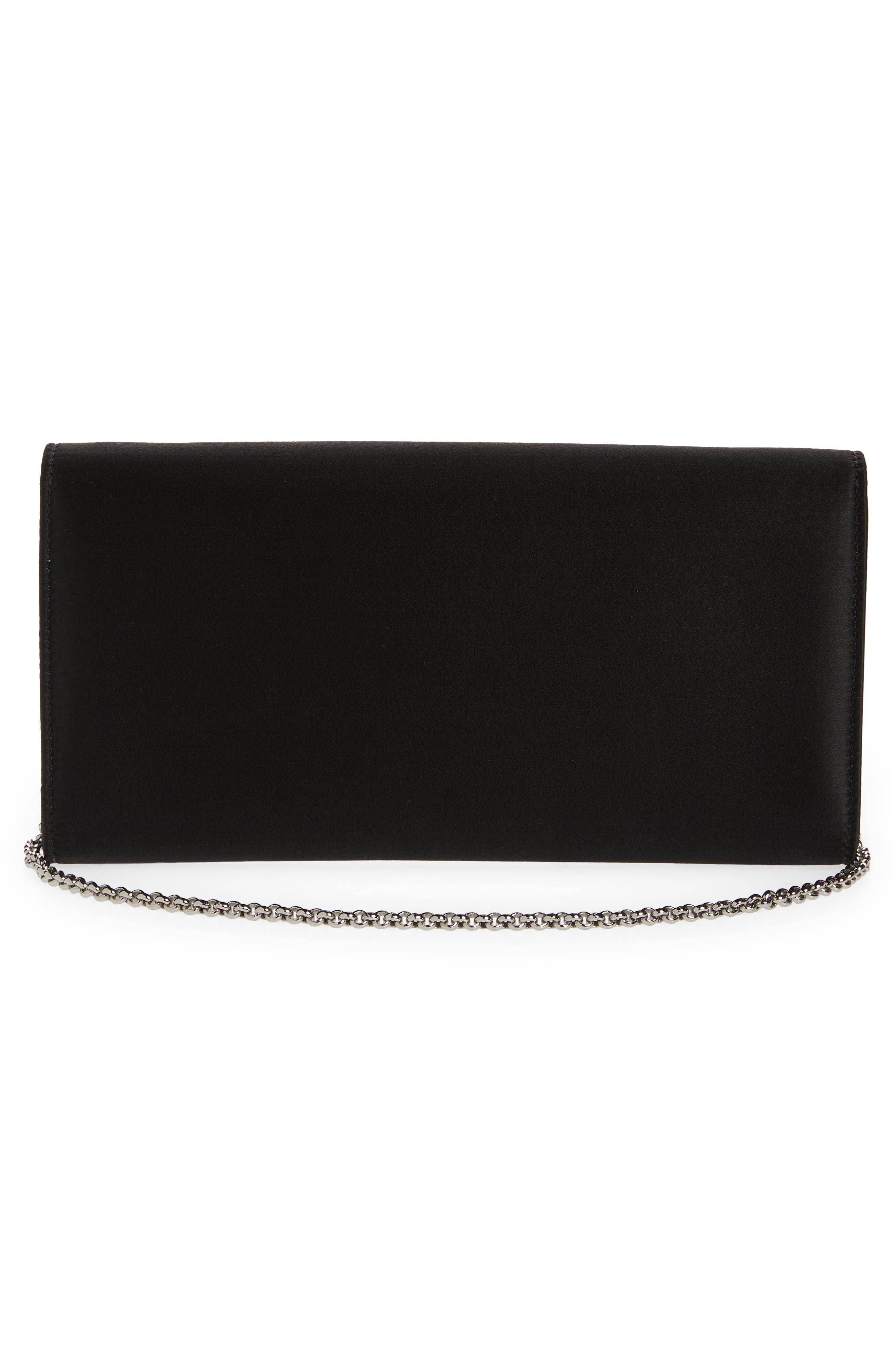 FERRAGAMO Crystal Embellished Gancio Clip Satin Clutch, Alternate, color, 