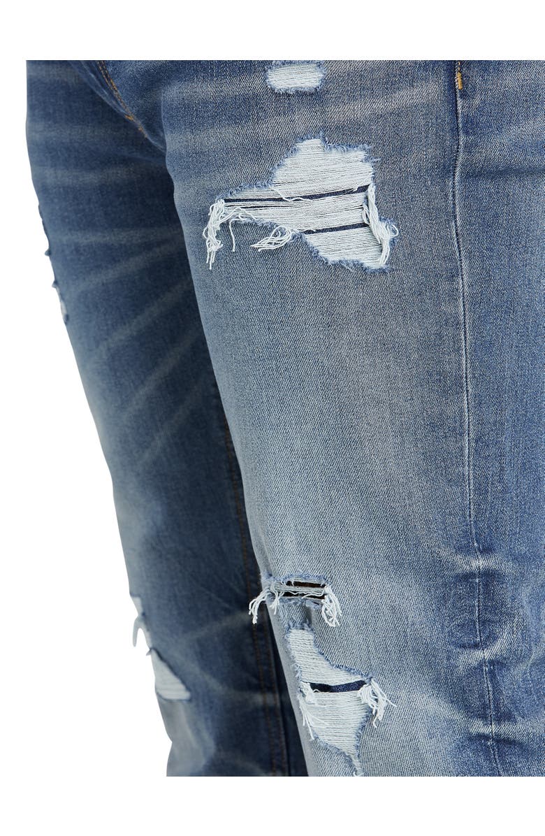 True Nation by DXL Big & Tall Damaged Blue Tapered-Fit Destructed Jeans, Alternate, color, 