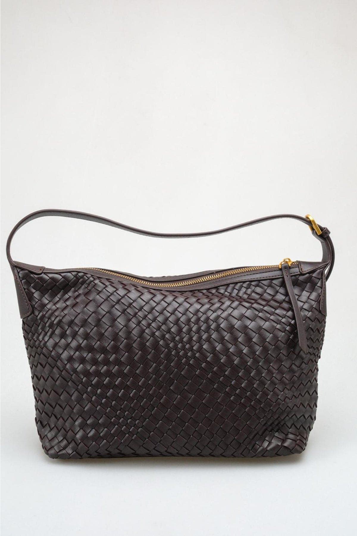 Kira Woven Shoulder Bag, Alternate, color, Brown