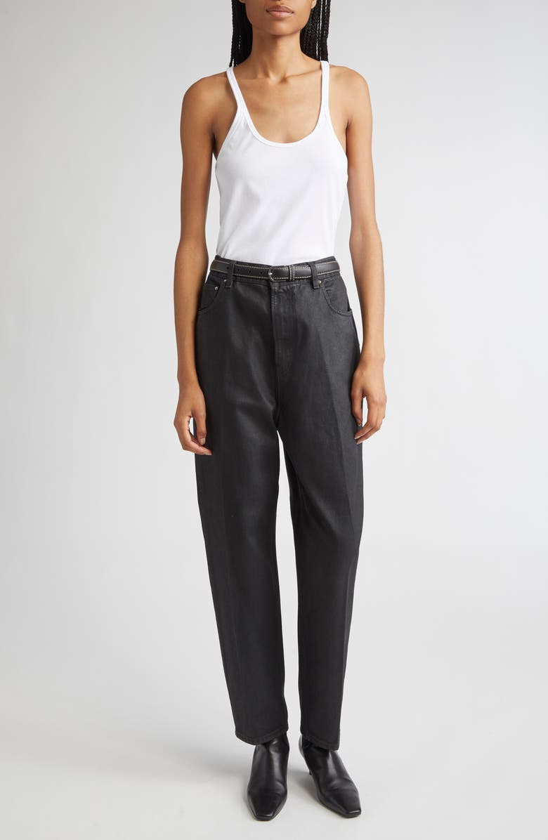 TOTEME Coated High Waist Tapered Jeans, Alternate, color, Coated Black 207