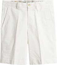 Berle Flat Front Cotton Seersucker Shorts
