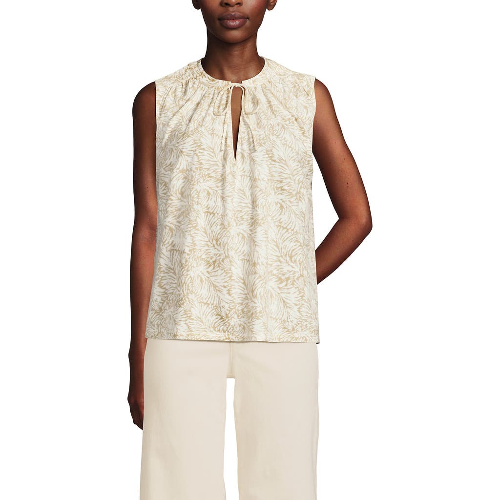 LANDS' END LANDS' END LINEN BLEND NOTCH NECK SWING TANK TOP