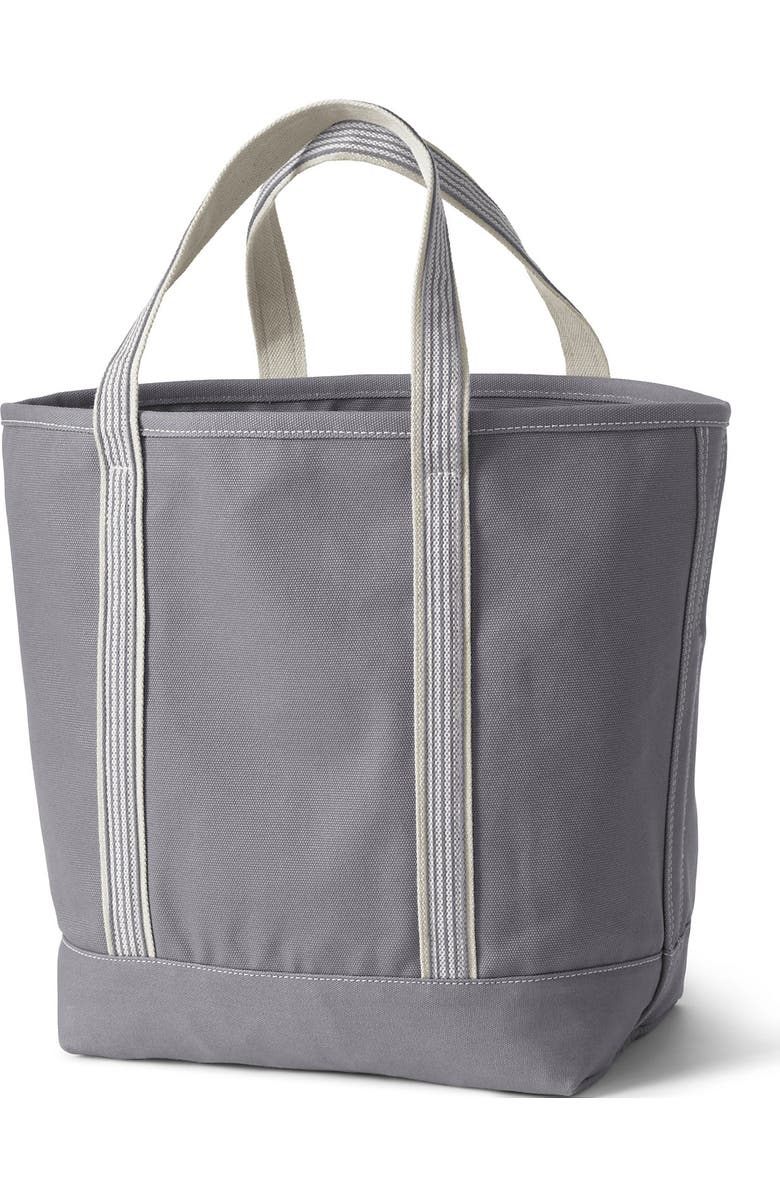 Lands' End Open Top Canvas Tote Bag, Alternate, color, Silver Graphite